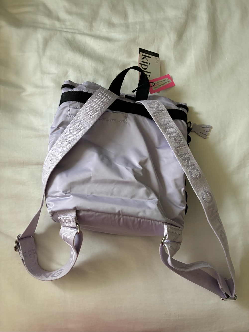Kipling Lavender Nylon Mesh Drawstring Backpack - Picture 2 of 6